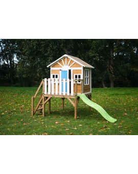 Wooden children's house with Masgames VISBY panels raised 90 cm