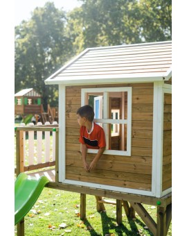 Wooden children's house with Masgames VISBY panels raised 90 cm