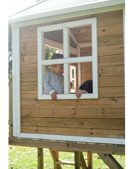 Wooden children's house with Masgames VISBY panels raised 90 cm