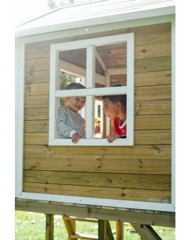 Wooden children's house with Masgames VISBY panels raised 90 cm