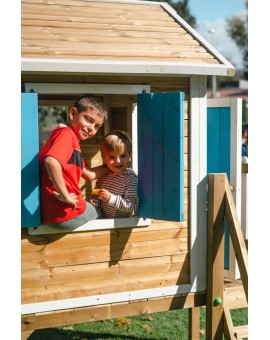 Wooden children's house with Masgames VISBY panels raised 90 cm