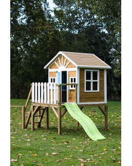 Wooden children's house with Masgames VISBY panels raised 90 cm