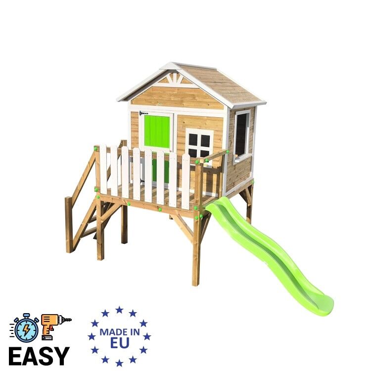 Wooden children's house made of Masgames FLAM panels raised 90 cm