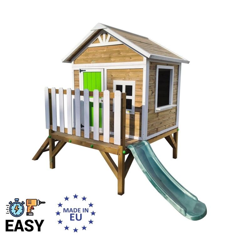 Wooden children's playhouse made of panels Masgames FLAM raised 60 cm