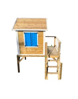 Wooden children's house with Masgames VISBY panels raised 90 cm