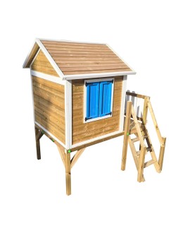 Wooden children's house with Masgames VISBY panels raised 90 cm