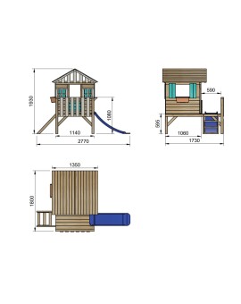 Wooden playhouse Masgames LOLLIPOP Elevated blue