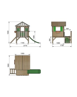Wooden playhouse Masgames LOLLIPOP Elevated green