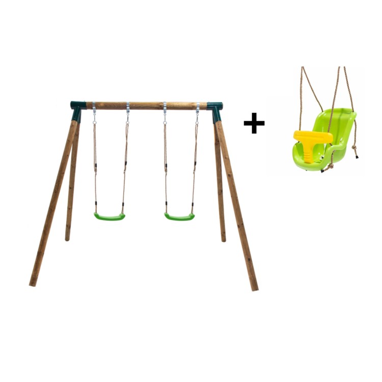 MASGAMES KIBO XL double round wooden swing + baby seat
