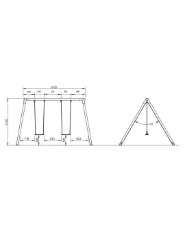 Double wood swing Masgames VEGA (flat seats)