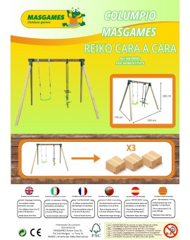 MASGAMES REIKO square wood swing with face-to-face seesaw