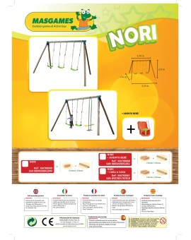 Triple square wood swing Masgames NORI XL