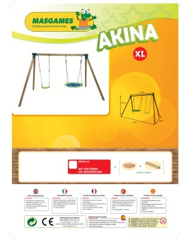 Triple square wood swing Masgames AKINA XL