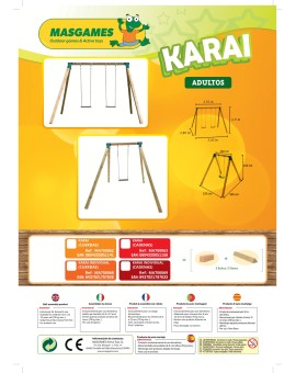 Single square wood swing Masgames KARAI DELUXE Adults