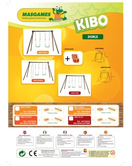 MASGAMES KIBO XL double round wooden swing + baby seat