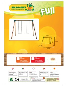Single round wood swing Masgames FUJI Adults (rubber and ropes)