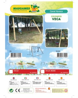 Double wood swing Masgames VEGA (flat seats)