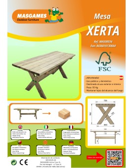 Wooden table for outdoors MASGAMES XERTA