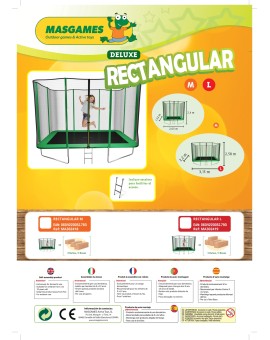 MASGAMES Rectangular Deluxe M Trampoline
