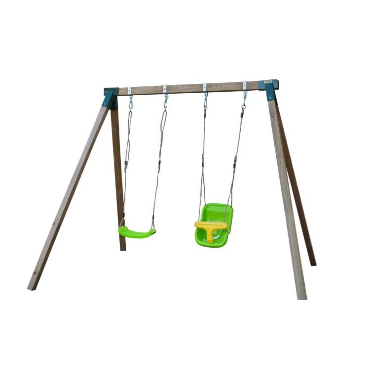 Double square wooden swing Masgames KARAI JUNIOR XL + baby seat