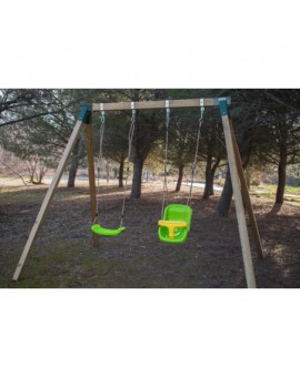 Double square wooden swing Masgames KARAI JUNIOR XL + baby seat