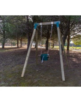 Single square wood swing Masgames AIKO L + baby seat