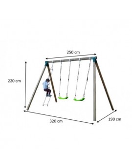 Double square wood swing Masgames YUA XL