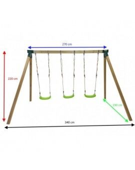 Triple square wood swing Masgames NORI XL