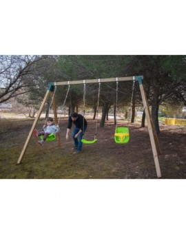 Triple square wood swing Masgames NORI XL + baby seat