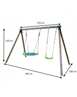 Triple square wood swing Masgames AKINA XL