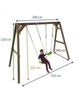 Double square wood swing Masgames XYLO XL