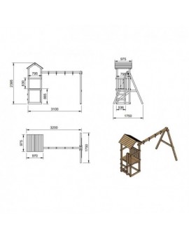 Masgames CARLIT M playground wooden roof with double swing