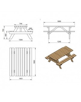 MASGAMES MUNICH L picnic table 180 cm long