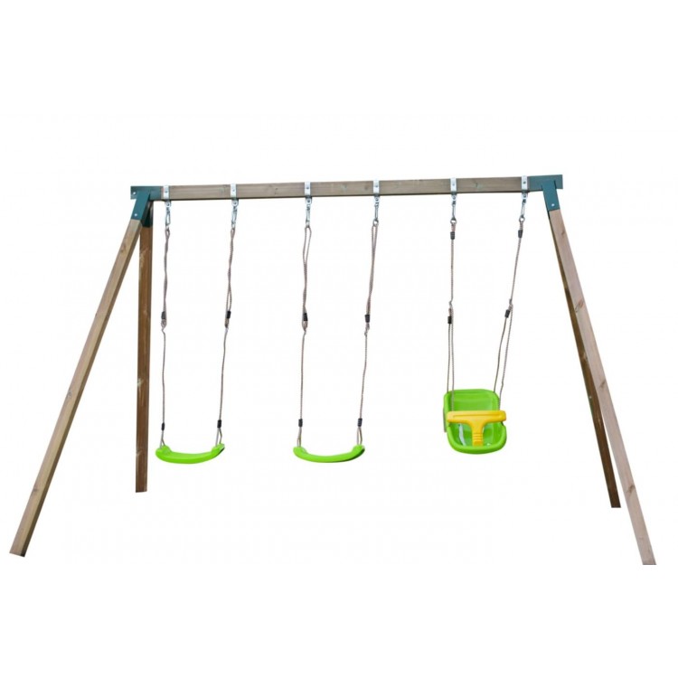 Triple square wood swing Masgames NORI XL + baby seat