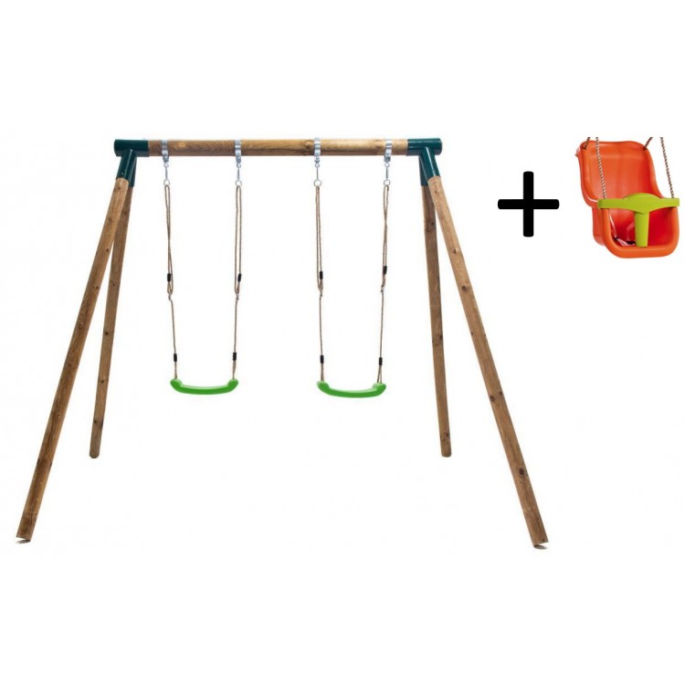 MASGAMES KIBO XL double round wooden swing + baby seat