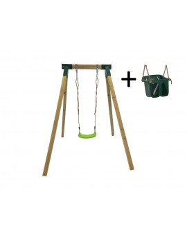 Single square wood swing Masgames AIKO L + baby seat