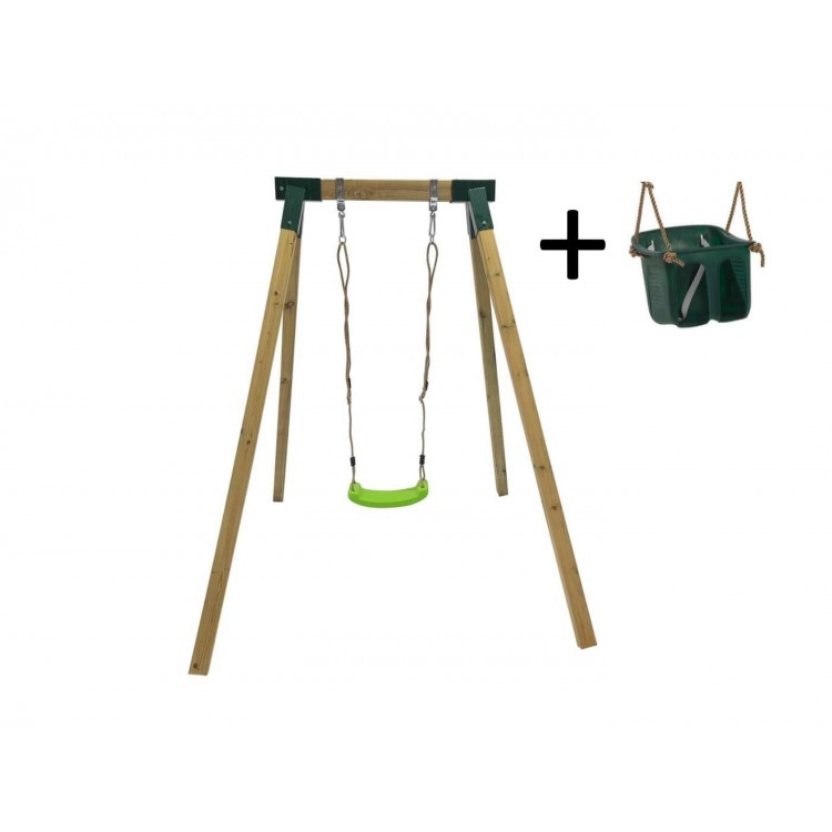 Single square wood swing Masgames AIKO L + baby seat