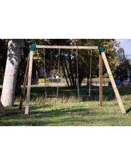 Double square wood swing Masgames KARAI DELUXE Adults (rubber and ropes)