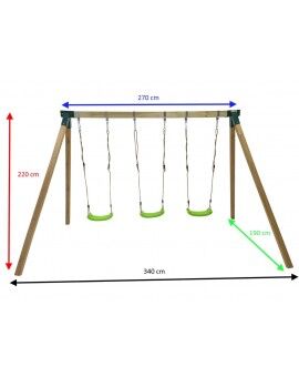 Triple square wood swing Masgames NORI XL + face-to-face seat