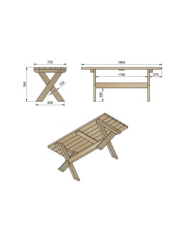 MASGAMES XERTA 180 picnic table