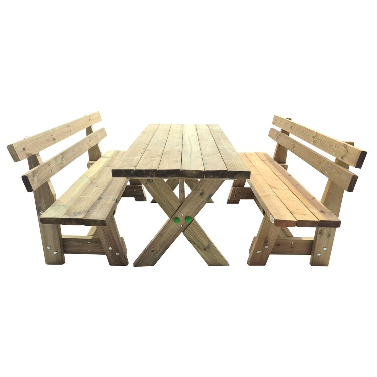 XERTA wooden table with benches with VIC backrest