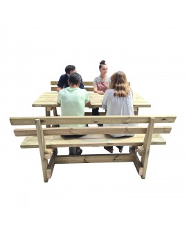 XERTA wooden table with benches with VIC backrest