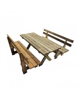 XERTA wooden table with benches with VIC backrest