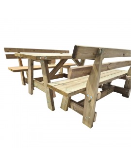 ZURICH wooden table with benches with VIC backrest