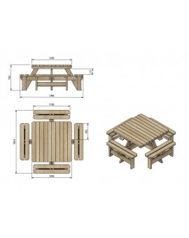 MASGAMES BALTIC square picnic table