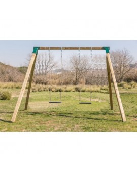 Double square wood swing Masgames KARAI DELUXE Adults (rubber and ropes)