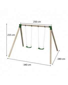 Double square wood swing Masgames KARAI DELUXE Adults (rubber and ropes)