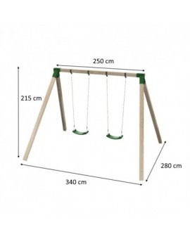 Double square wood swing Masgames KARAI DELUXE Adults (rubber and ropes)