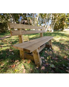 Wooden bench with backrest MASGAMES VIC