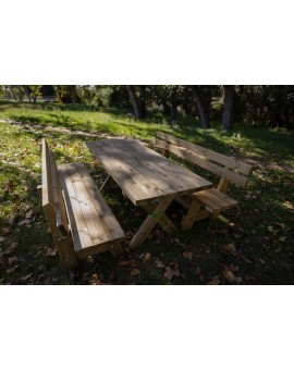 XERTA wooden table with benches with VIC backrest